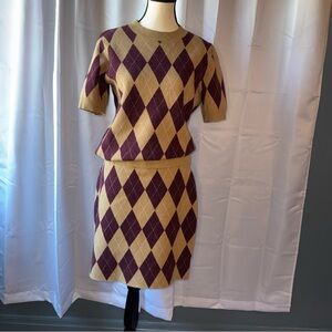 Adelyn Rae Purple and Tan Pencil Skirt Set